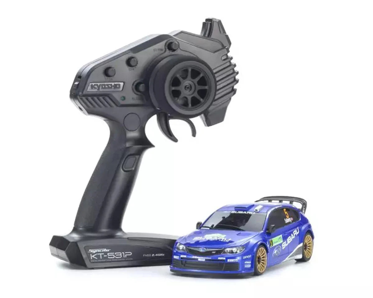 Kyosho MA-020 AWD Mini-Z ReadySet w/2008 Subaru Impreza WRC Rally Body (White/Blue) w/KT-531P 2.4GHz Radio